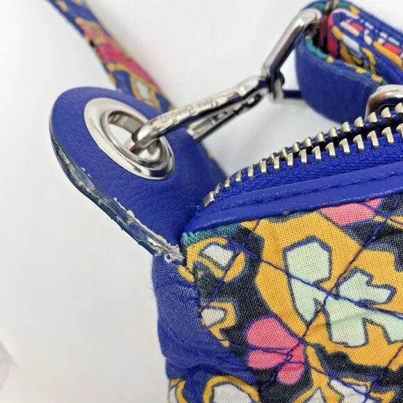 Vera Bradley Purse Iconic Shoulder Bag Carson Blue Multi Romantic Paisley Quilt - Picture 9 of 14